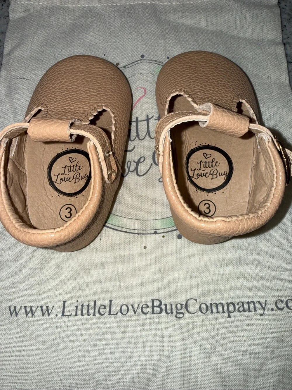 Little Love Bug Beige T-Bar Moccasin with Anti-Slip Sole